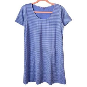 Fresh Produce Dress Womens XS Purple Mini Striped‎ Knit Lagenlook Pockets USA